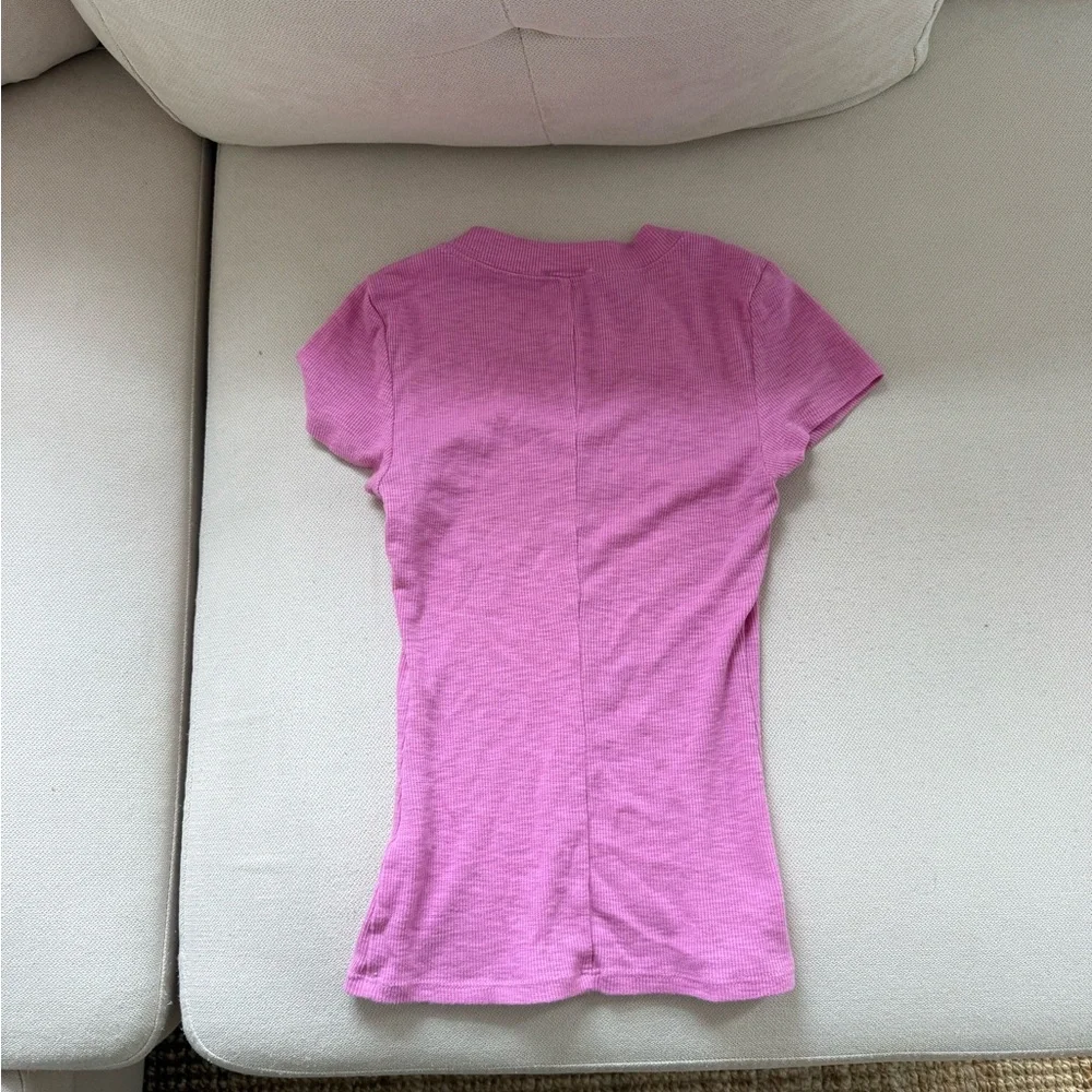 Free People Slim Crewneck Tee in Bright Pink